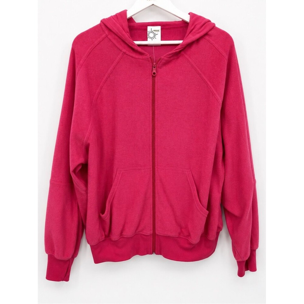 Aerie Offline Hot Pink Terrycloth Zip Jacket Sweater Size Medium Boho Coastal